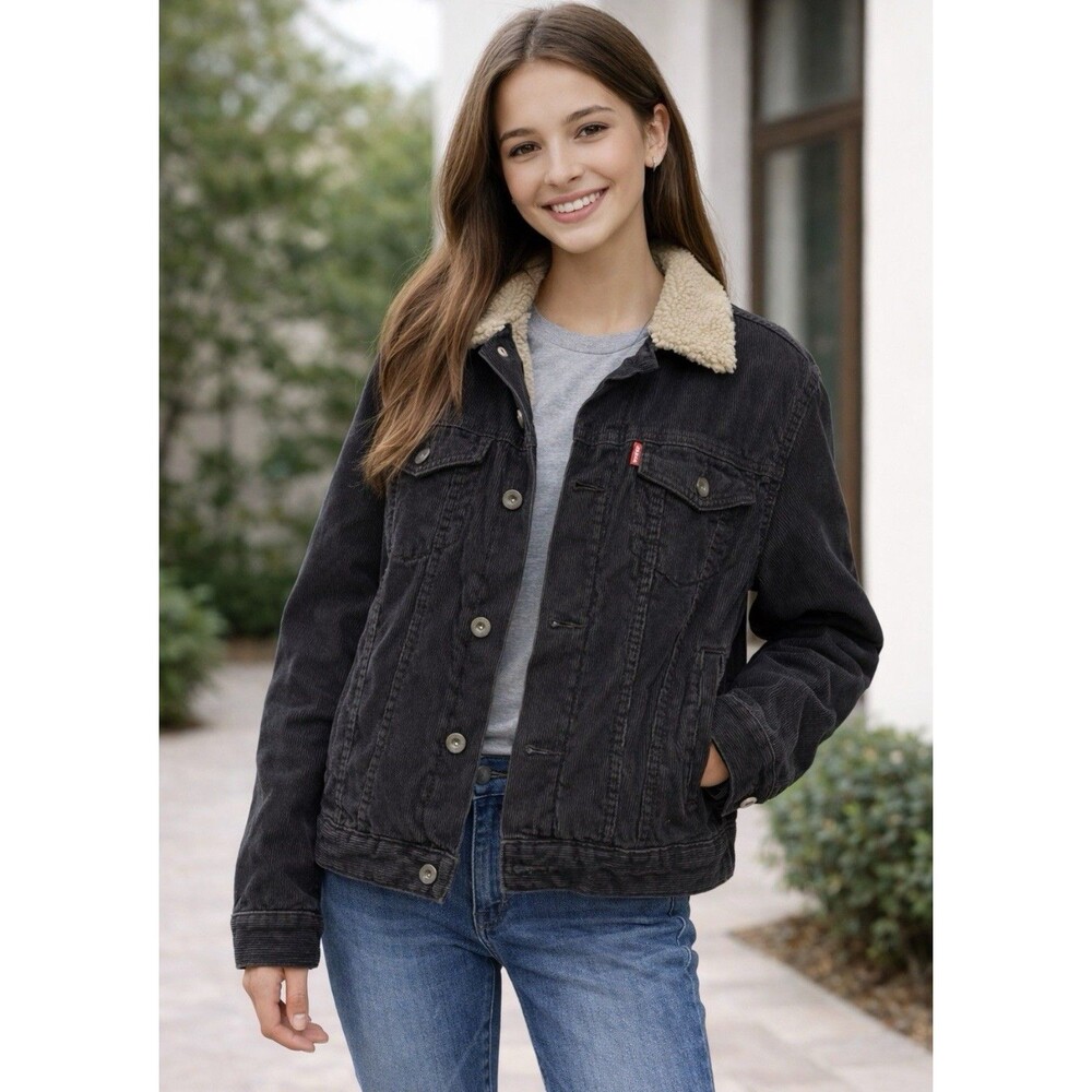 Levis Corduroy Sherpa Trucker Jacket Youth Size Medium
